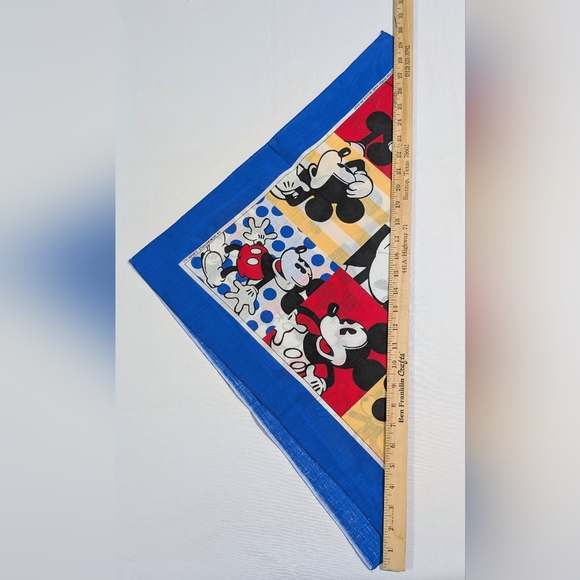 Disney Mickey Mouse Handkerchief Scarf Bandana Red Blue USA By J.A. Woronowicz - Picture 7 of 10
